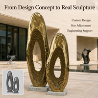 Sculpture ovale abstraite en aluminium, artisanat métallique fait main, finition antique, art moderne, décoration pour hall d'hôtel et jardin, durable, directement de l'usine