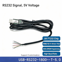 Cable USB a RS232, Chip FT232RQ, 1.8M, 6 Hilos Estañados con Extremo Abierto, USB-RS232-WE-1800-BT-5.0, Salida de Alimentación de 5V