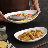 Assiettes à poisson en porcelaine blanche de qualité supérieure pour restaurants et hôtels