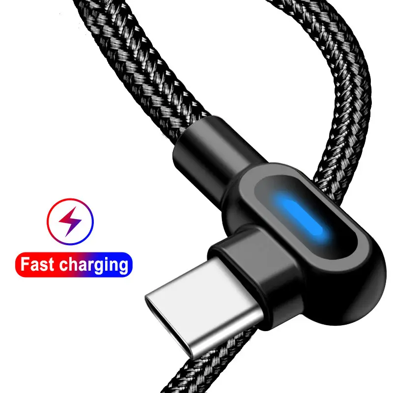 90 Degree Micro USB Cable Fast Charging Data Sync USB Charger Cable For Samsung Huawei HTC Android Phone Microusb Cables