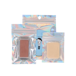 Pochette refermable holographique avec trou de suspension, logo personnalisé imprimé, <span class=keywords><strong>sac</strong></span> en mylar irisé pour aliments pour bébés et bijoux - Product Image 4