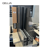 Modèle de fenêtre de porte en alliage d'aluminium de couleur bois au design moderne pour villa auvent de sous-sol battant pivotant style ouvert en acier inoxydable