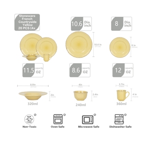 Vaisselle en grès jaune best-seller, ensembles d'assiettes en céramique, vente en gros, design classique européen, pour restaurants et hôtels - Product Image 5