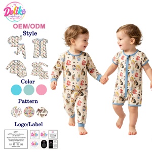 Großhandel Mädchen und Jungen Bodysuit Kinder <span class=keywords><strong>Baby</strong></span> Schlafanzug Bambus Rts Muster Kleidung Pyjamas - Product Image 3