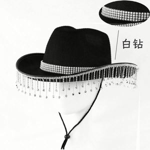 Chapeaux de cow-boy style western en promotion pour marié et mariée, chapeau de cow-boy rose avec strass pour fête - Product Image 6