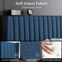 Cadre de lit Queen Lit plate-forme rembourrée avec tête de lit en tissu, conception de bord d'aile/antidérapant et silencieux/support de lattes en bois