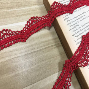 Aksesori Garmen Pita Jahit DIY Merah Kerajinan Jahit Larut Air Renda Poliester Pita Jahit Hiasan Renda - Product Image 6