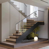 Escaliers droits à double poutre au design moderne personnalisé pour villa, appartement, hôtel, caractéristique décorative durable