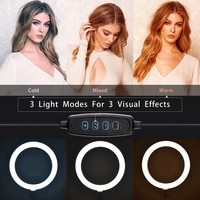 FOSOTO Anneau lumineux LED pour selfie avec trépied et support de téléphone portable, température de couleur réglable 2700-7000K, garantie 1 an