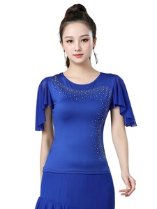 Nuevas Blusas de Baile Latino para Mujer, Ropa para Actuaciones de Baile, Tops Modernos Estándar para Vals, <span class=keywords><strong>Camisetas</strong></span> de Manga Corta para Práctica de <span class=keywords><strong>Salsa</strong></span> y Rumba - Product Image 6