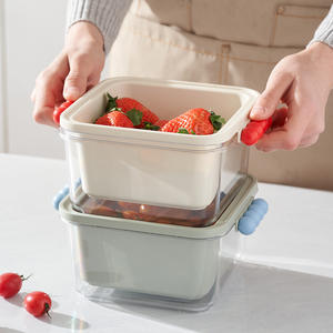 Panier de drainage rectangulaire à double couche Moritaka Faction avec poignée et couvercle à clipser, récipient de stockage alimentaire polyvalent - Product Image 5