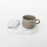 NANWEI Tasse à thé en marbre brun naturel en pierre sculptée pour cadeau ou cuisine