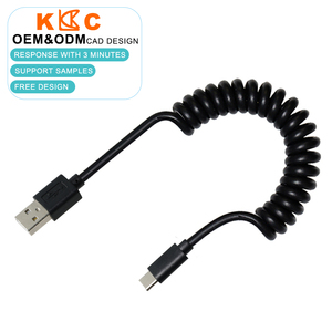 Cable USB C con Diseño Enrollado y Cable Negro Compacto para Conexión de Carga en el Automóvil - Product Image 1
