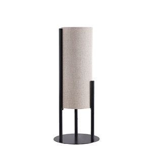HMS 22 \ "moderna lampada da comodino nordica in metallo nero con paralume a cilindro Beige 5V DC luce LED per uffici camere da letto case - Product Image 2