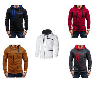 Sweat-shirt de sport en molleton éponge à capuche avec poches pour homme, sweat-shirt à capuche avec fermeture éclair, coupe Slim, veste doublée - Product Image 6