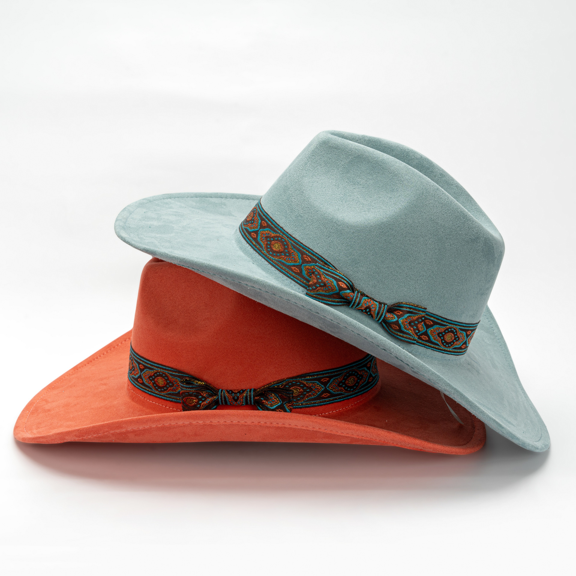 Wholesale Vegan Suede Fedora Hats Wide Brim Western Cowboy  display picture 3