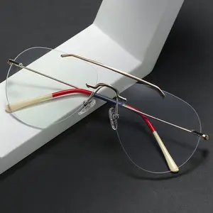 Çerçevesiz gözlük çerçeve erkekler kadınlar moda havacılık gözlük adam moda çerçevesiz gözlük reçete optik