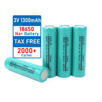 بطارية أيونات الصوديوم عالية التفريغ 20C 3V 18650 1300 مللي أمبير في الساعة أسطوانية الشكل للدراجات والسكوترات الكهربائية