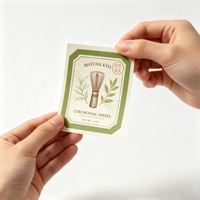 Étiquettes personnalisées en rouleau avec illustration de fouet à matcha japonais en bambou, autocollants adhésifs pour l'emballage des boîtes de thé, impression