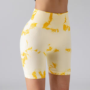 Pantalones de Fitness sin costuras Tie-dye Pantalones cortos ajustados deportivos de cintura alta para mujer Pantalones cortos de Yoga para correr Sexy Peach Gym - Product Image 5