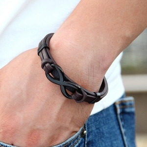 Bracciale in Pelle e Acciaio Inossidabile con Logo Infinito, Motivo Speciale Popolare, Bracciale da <span class=keywords><strong>Uomo</strong></span> Fai-da-Te Regolabile <span class=keywords><strong>per</strong></span> Regalo di <span class=keywords><strong>San</strong></span> <span class=keywords><strong>Valentino</strong></span> - Product Image 3