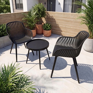 AJUNION Juego de Muebles de <span class=keywords><strong>Terraza</strong></span> con Patas de Acero y Asientos de Polipropileno, 2 Sillones y 1 Mesa de Centro para Balcón y Jardín - Product Image 1
