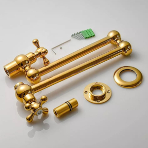 Robinets d'évier de cuisine muraux pivotants en laiton <span class=keywords><strong>doré</strong></span> robinet de remplissage de Pot de cuisine à double poignée à trou unique - Product Image 2