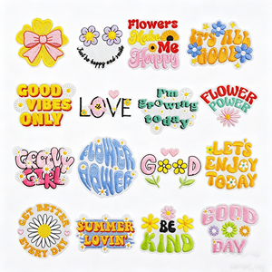 Appliques brodées personnalisées tissées variées, motifs floraux, roses, patchs brodés, badges logo, patchs drapeaux, thermocollants - Product Image 1