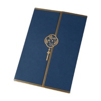 Porte-certificat A4 bleu personnalisé pas cher, Porte-certificat à trois volets marron, Porte-diplôme en papier doré