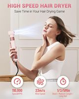 Ensemble de sèche-cheveux professionnel 5 en 1 avec brosse à air chaud auto-bouclante et fer à lisser, moteur DC 800W, 2 vitesses, cordon rotatif à 360°