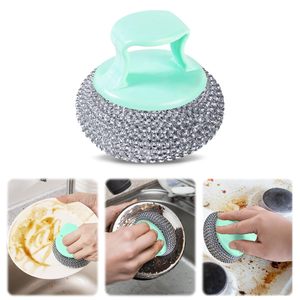 Non-Scratch Imitative Stainless Steel Scrubber PET Palm <b>Scrub</b> Kitchen Cleaning <b>Brush</b> Plastic Pot Dish <b>Brush</b> - Product Image 5