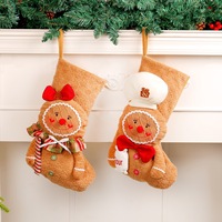 Boneka Gingerbread Man Seri Kain Poliester Berkaki Panjang Hiasan Jendela Natal Mainan Dekorasi Hadiah Gantungan Stoking