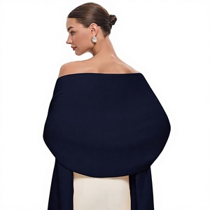 Women's Navy Blue Chiffon Shawl Off Shoulder <b>Long</b> Lightweight Solid Color <b>Scarf</b> for Daily Wear All Seasons - Product Image 1
