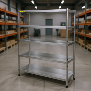 Étagère en acier inoxydable Vevor à 5 niveaux, 47,5 x 18 pouces, unité de rangement robuste réglable pour usage commercial et de bureau - Product Image 2