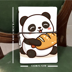 A6 Notepad con carta spessa ideale per le idee di schizzo degli studenti di Fashion Design e tessuto note con Panda che tiene una pagnotta di <span class=keywords><strong>Bre</strong></span> - Product Image 4