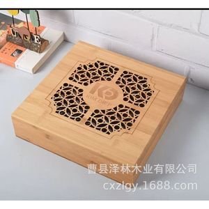 Bamboo <b>Storage</b> <b>Tray</b> Square With Lid Natural Wood Color For Home Use Candy Snack Box - Product Image 3