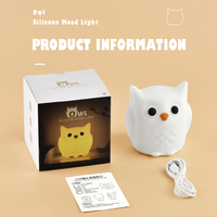 Lampe d'ambiance en silicone personnalisée OEM en forme de hibou, mini lampe LED à commande tactile, lampe de chevet pour chambre de bébé, lampe de chevet pour chambre d'enfant, cadeau de vacances pour enfants