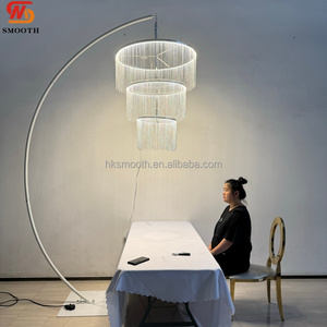 SMOOTH Large White Tassel Hanging Chandelier With Warm Lights Easy to Hang Banquet Hall <b>Ceiling</b> Decor - Product Image 3