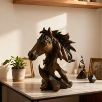 Ornement en résine tête de cheval style nordique, luxe léger, sculpture de bureau, décoration rétro pour armoire à vin, entrée ou table