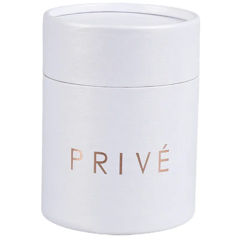 Luxury white candle rigid paper box tube cosmetics box round candle wick gold gift packaging boxes for candle