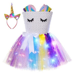 Vestido de tutú de <span class=keywords><strong>unicornio</strong></span> para niñas, vestido LED de lentejuelas personalizado para niños de 2 a 12 años, vestido de Navidad para niños, disfraces ligeros de <span class=keywords><strong>unicornio</strong></span> para niñas - Product Image 2