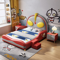JINS Cartoon-Charakter Kinderbett aus Holz mit Stauraum, modernes und komfortables Design für Jungenzimmer, Kindergarten, Schule, Hotel