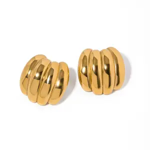 Unique Cute Banana Shaped Geometric Earrings Jewelry 18K Gold Waterproof Non Tarnish Fashion Simple Minimalist Earring Women