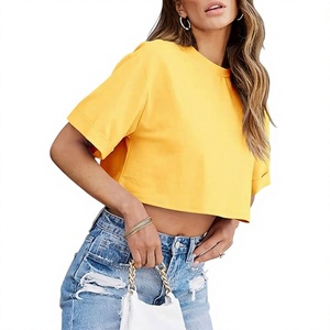 Camiseta Corta de Estilo Urbano para Mujer, Transpirable, de Algodón, Holgada, Informal, para Ropa de Calle - Product Image 3