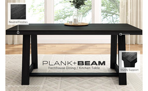 Bàn chải dây màu đen hình chữ nhật bàn ăn gỗ rắn mộc mạc bàn bếp phòng ăn nhà văn phòng trang trại lắp ráp dễ dàng - Product Image 4