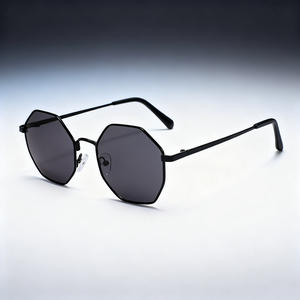 Gafas de Sol Poligonales Metálicas para Mujer Conchen, UV400, Marco Negro, Lentes de PC, Moda, Viajes, Conducción, Protección Solar - Product Image 2