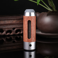 Nouveau design – Cendrier de voiture purificateur de fumée sans fil en bois et métal avec briquet à allumage tactile rechargeable par USB – Vente en gros