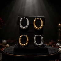 Anting Hoop Baja Tahan Karat Bentuk U Anting Huggie untuk Wanita Anting Hoop Oval Bentuk Tetesan Air