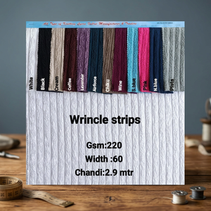 Tissu en polyester tricoté cordonné 220 GSM – Largeur 60 pouces, motif rayé froissé pour vêtements de mode et décoration intérieure - Product Image 3