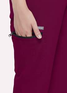Conjunto de Uniformes Médicos de Spandex Color Vino Tinto Personalizados para Mujer, Uniformes de Hospital de Fábrica, Tela de Sarga Transpirable y Cómoda - Product Image 3
